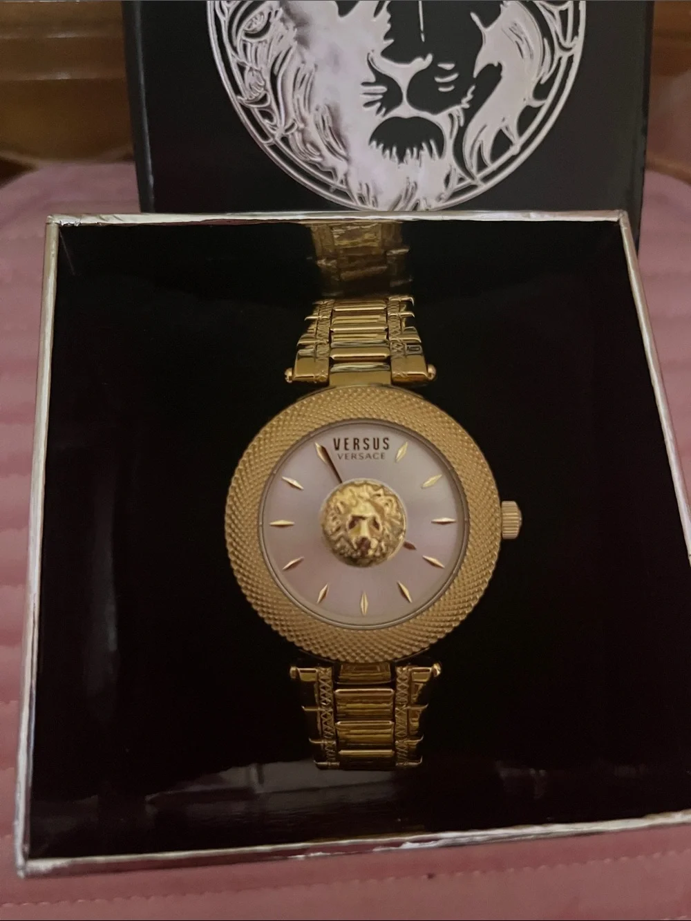 Versus Versace Gold-Tone Lion Head Bracelet Watch